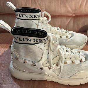 Valentino sock stretch white studded high tops